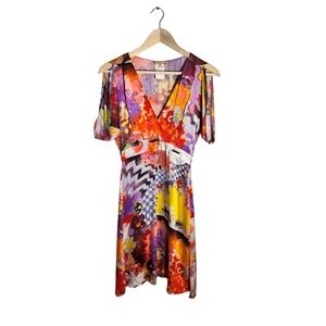 Vintage Galliano Silk Watercolor Dress Y2K Abstract Faces Artsy Rare Eclectic